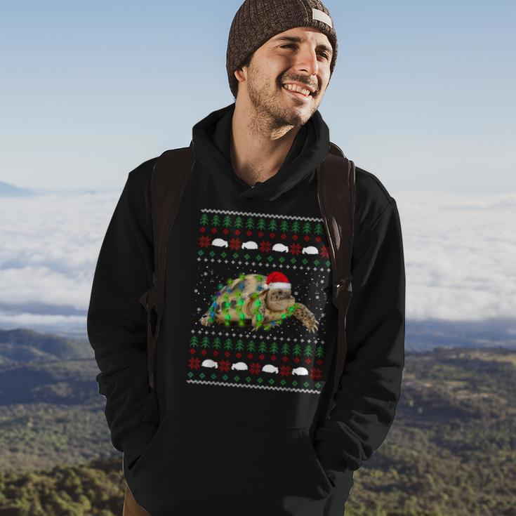 African Sulcata Tortoise Ugly Christmas Sweater Hoodie Lifestyle