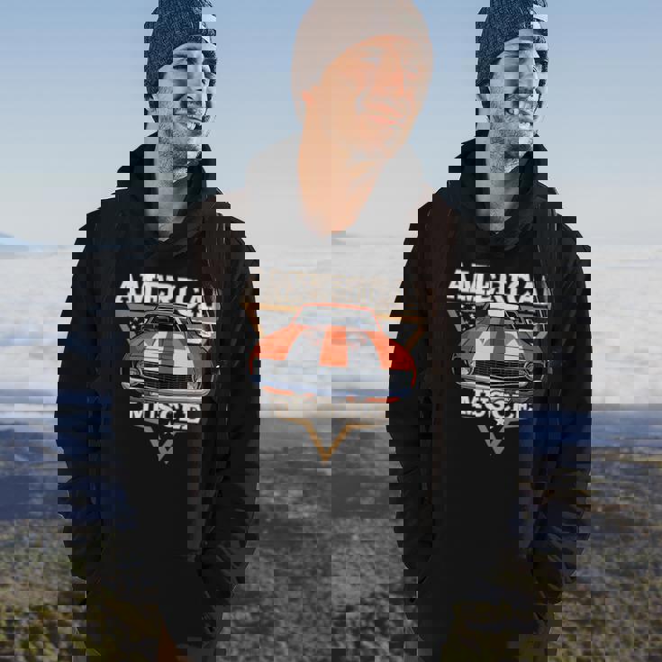 American Flag Vintage Muscle Car Hot Rod And Muscle Car Hoodie Lifestyle