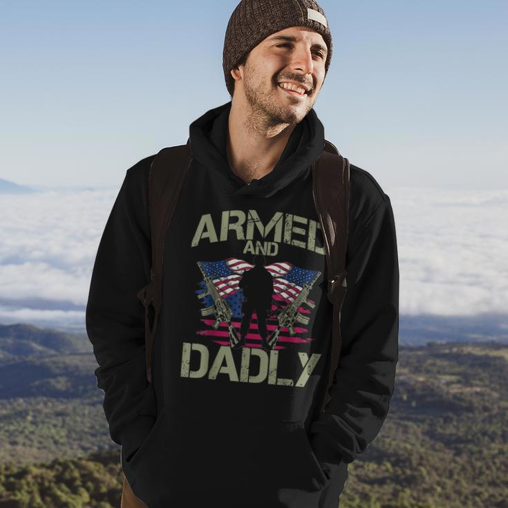 Armed And Dadly Funny Deadly Fathers Day Veteran Usa Flag Hoodie Lifestyle