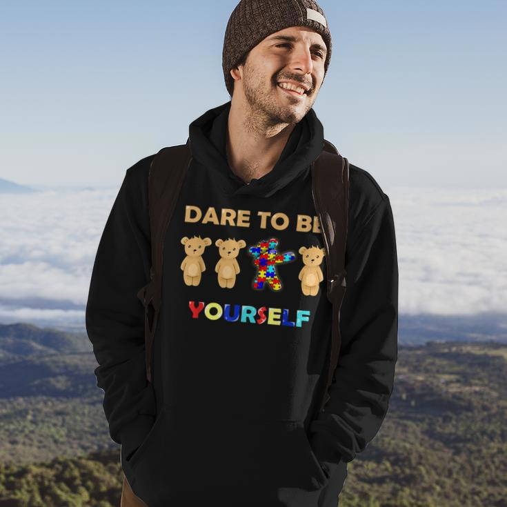 Autism Awareness Bear Dabbing Dare To Be Yourself Hoodie Lifestyle