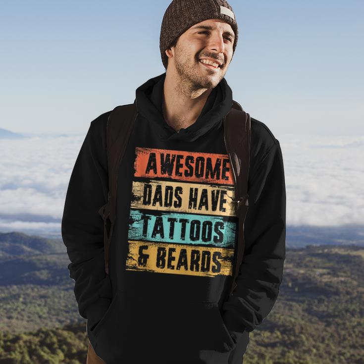 Awesome Dads Have Tattoos And Beards Vintage Fathers Day Men Hoodie Lifestyle