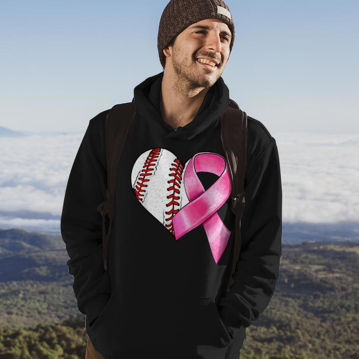 Baseball Heart Pink Ribbon Warrior Breast Cancer Awareness Hoodie Lifestyle