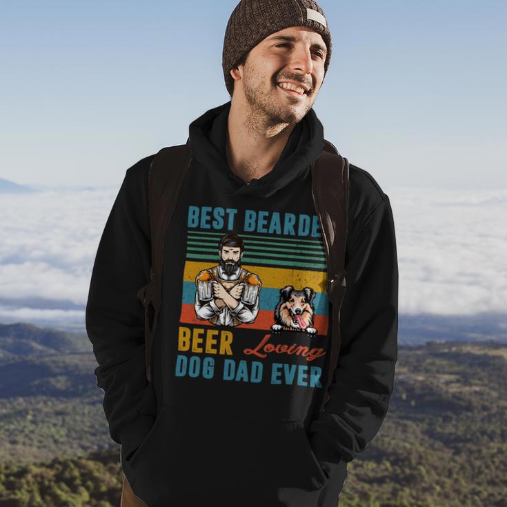 Beer Best Bearded Beer Loving Dog Dad Ever Shetland Sheepdog Hoodie Lifestyle