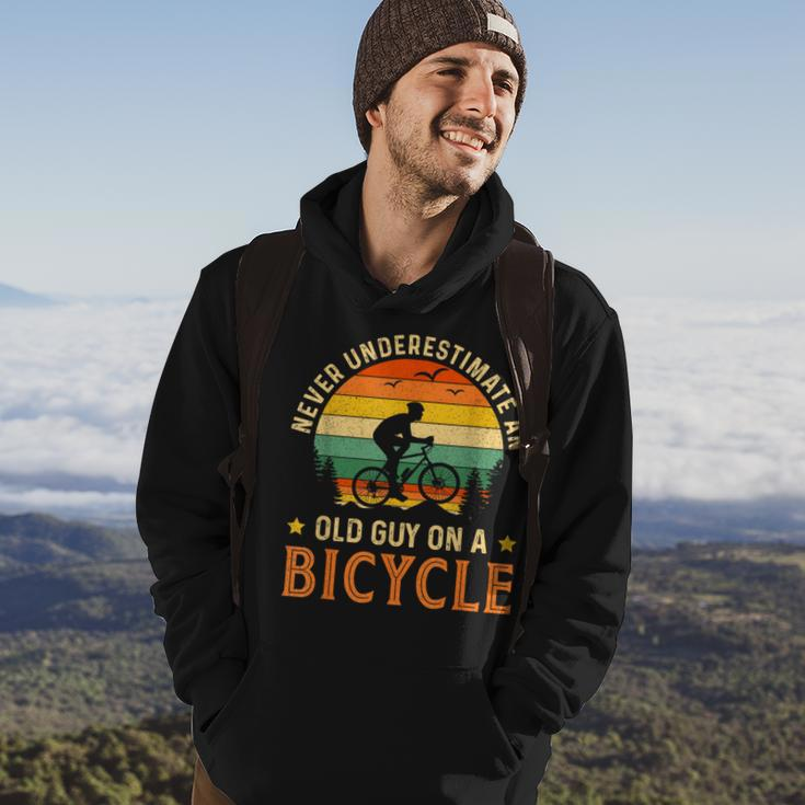 Bike Vintage Never Underestimate An Old Guy On A Bicycle Hoodie Lifestyle