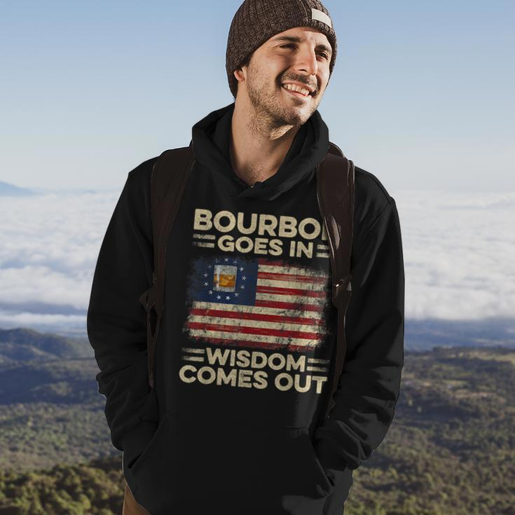 Bourbon Goes In Wisdom Comes Out 4Th Of July Drinking Lover Drinking Funny Designs Funny Gifts Hoodie Lifestyle