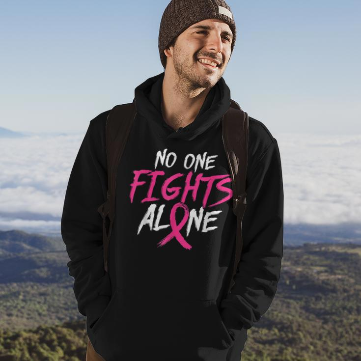 Breast Cancer Awareness No One Fight Alone Month Pink Ribbon Hoodie Lifestyle