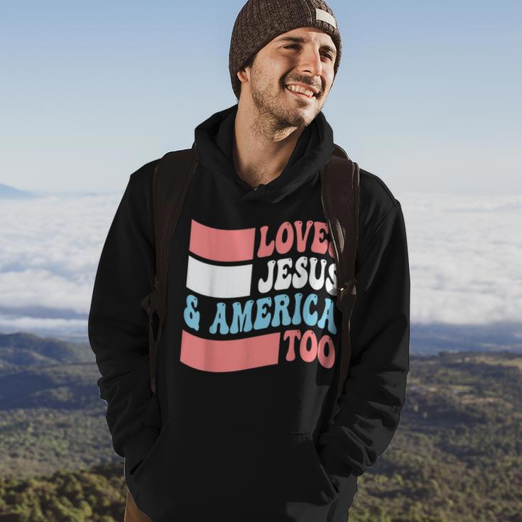 Christian Loves Jesus And America Too 4Th Of July Hoodie Lifestyle