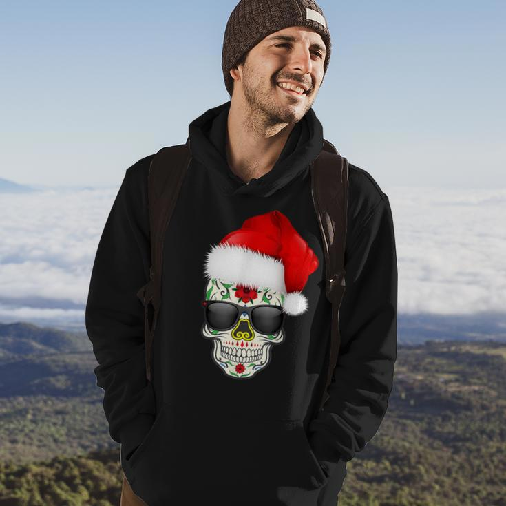 Christmas Hat Santa Day Of The Dead Sugar Skull Party Hoodie Lifestyle
