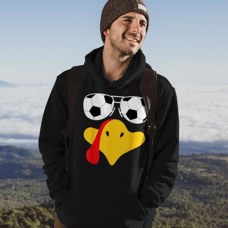 Cool Turkey Face With Soccer Sunglasses Thanksgiving Hoodie Lifestyle