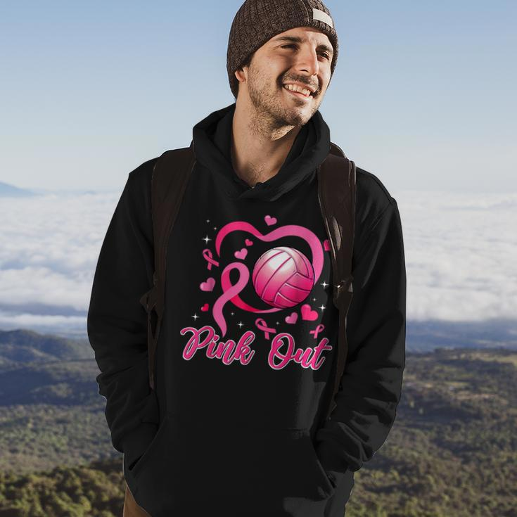 Cute Pink Out Volleyball Breast Cancer Awareness Pink Ribbon Hoodie Lifestyle