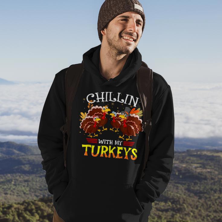 Cute Turkey Chillin With My Turkeys Thanksgiving Hoodie Lifestyle