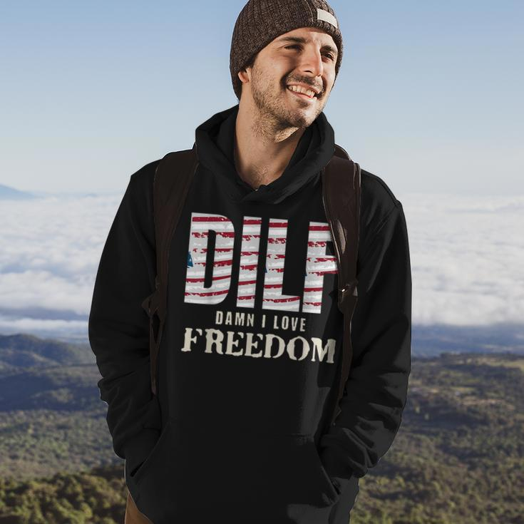 Dilf Damn I Love Freedom 4Th Of July Funny Patriotic Patriotic Funny Gifts Hoodie Lifestyle