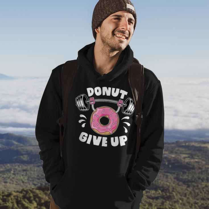 Donut Give Up Pun Motivational Bodybuilding Workout Hoodie Lifestyle