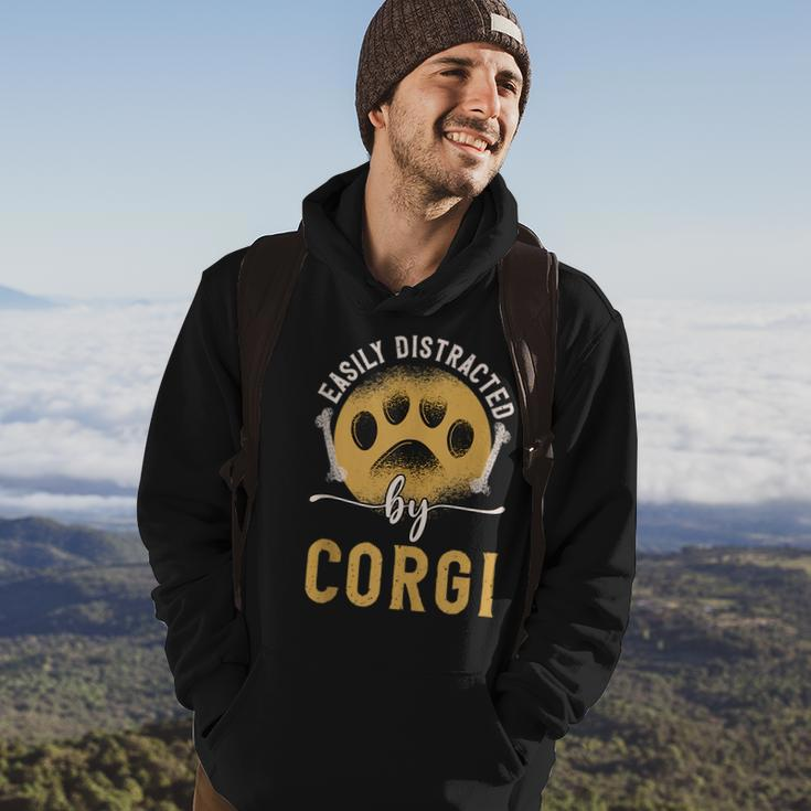 Easily Distracted By Corgi Dog Lover Novelty Puns Hoodie Lifestyle