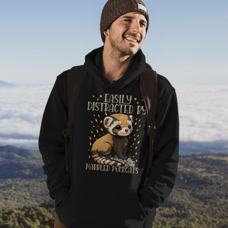Easily Distracted By Marbled Polecats Cute European Mammal Hoodie Lifestyle