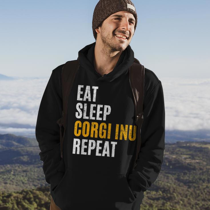 Eat Sleep Corgi Inu Repeat Vintage Retro Hoodie Lifestyle
