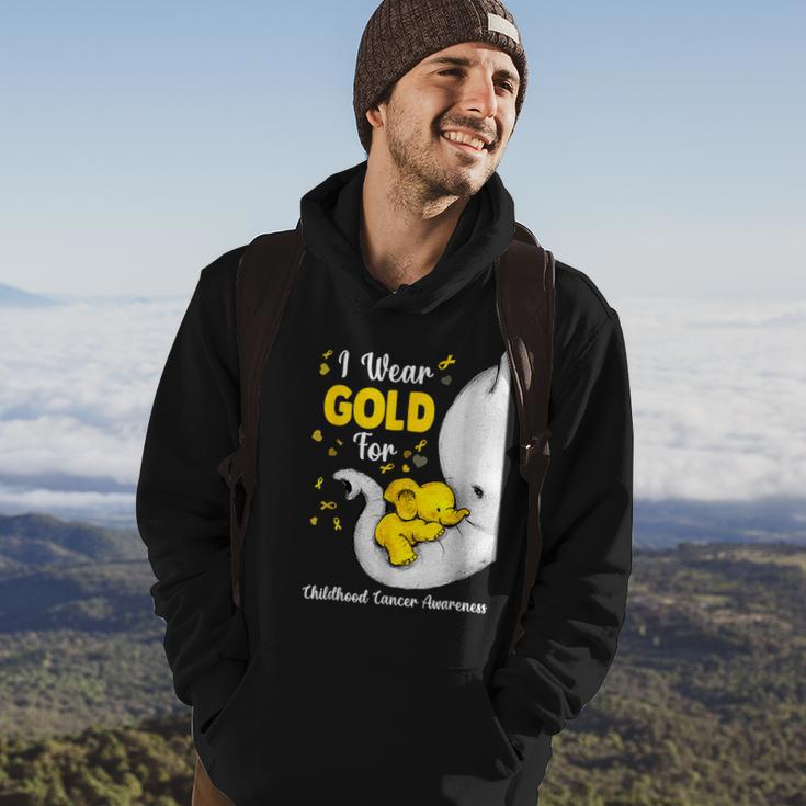Elephant I Wear Gold Ribbon For Childhood Cancer Awareness Hoodie Lifestyle