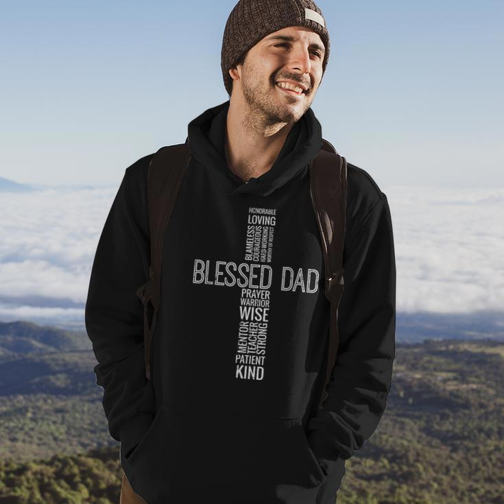 Fathers Day Blessed Dad Cross Words Christian Papa Daddy Men Gift For Mens Hoodie Lifestyle