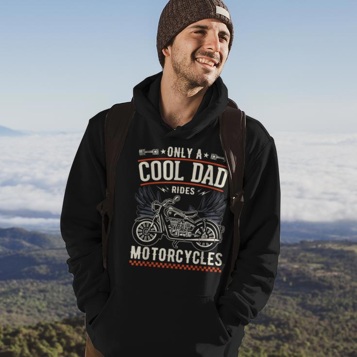 Fathers Day Only A Cool Dad Rides Motorcycles Biker Father Gift For Mens Hoodie Lifestyle