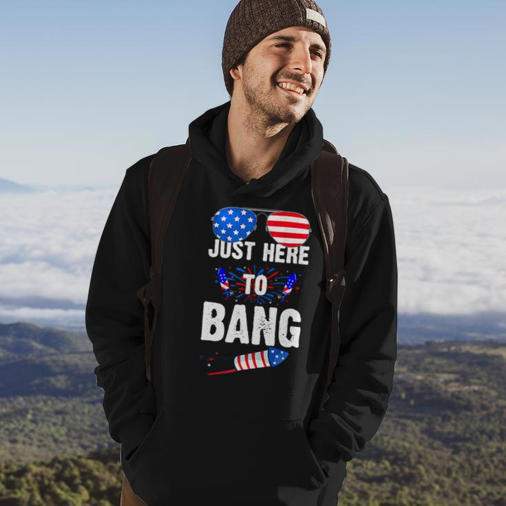 Funny 4Th Of July Im Just Here To Bang Usa Flag Sunglasses 3 Hoodie Lifestyle