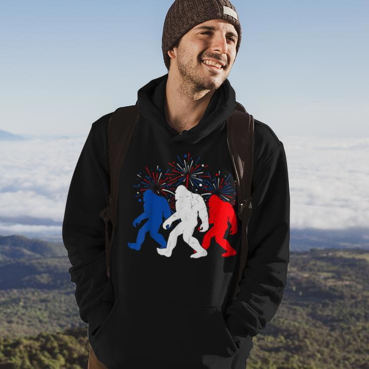 Funny 4Th Of July Red White Blue Bigfoot Fireworks Usa Flag Hoodie Lifestyle