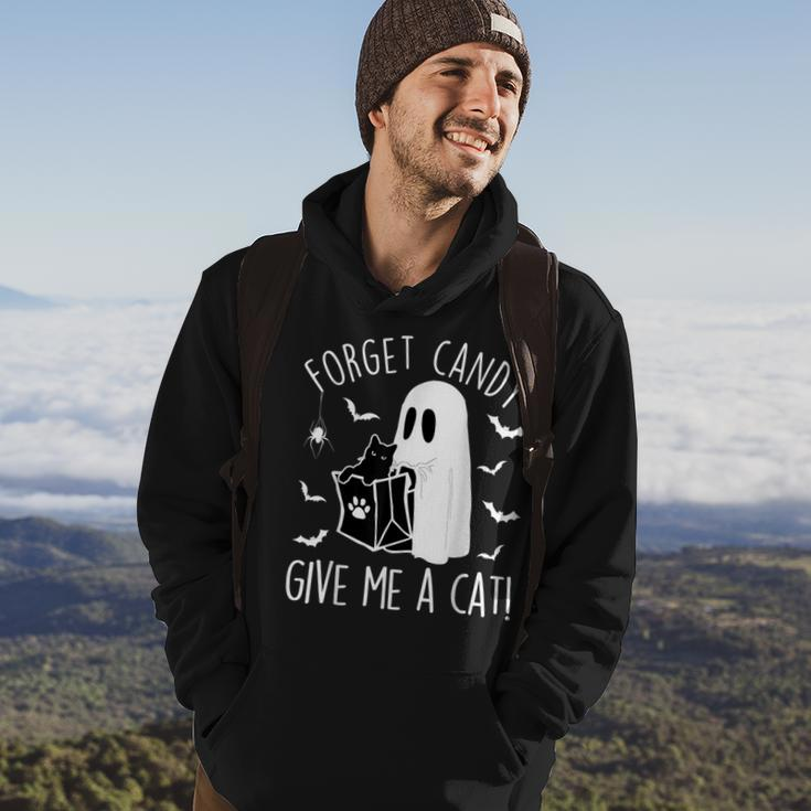 Black Cat Forget Candy Give Me A Cat Lovers Halloween Hoodie Lifestyle