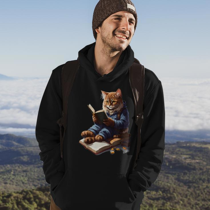 Cats Reading A Book Graphic Cat Kitten Lovers Hoodie Lifestyle