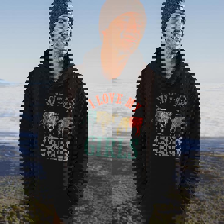 Funny Cow & Heifer I Love My Girls Cow Farmer Animal Cattle Hoodie Lifestyle