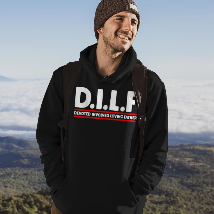 Funny Fathers Day Dilf Devoted Involved Loving Father Hoodie Lifestyle