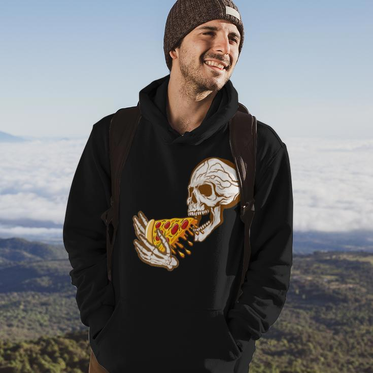 Funny Halloween Skull Eating Pizza Pizza Funny Gifts Hoodie Lifestyle