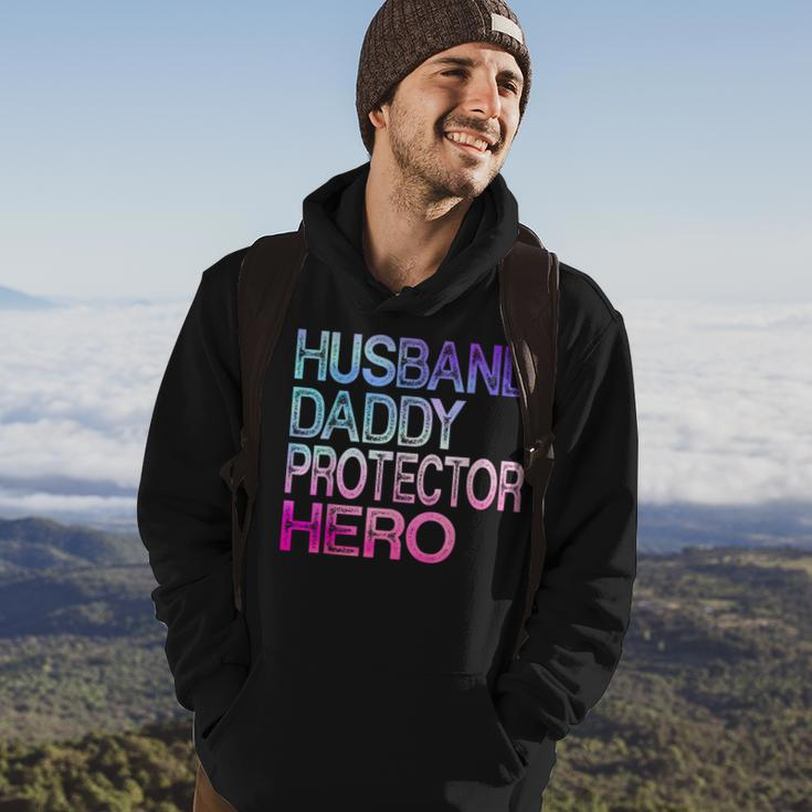 Funny Husband Daddy Protector Hero Fathers Day For Dad Hoodie Lifestyle