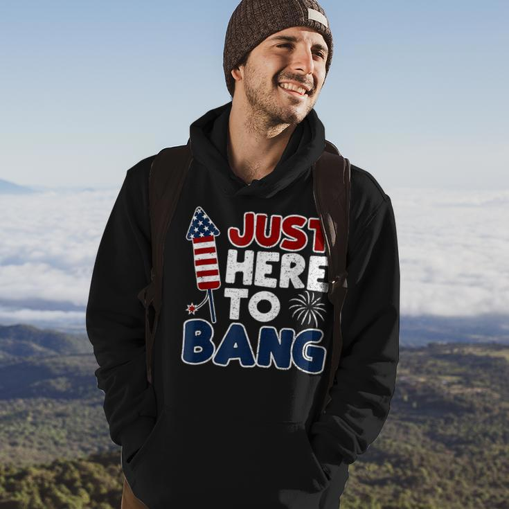 Funny Just Here To Bang 4Th Of July Usa American Flag Men Hoodie Lifestyle