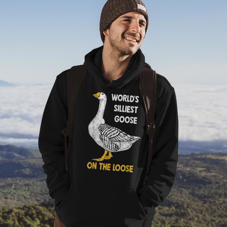Funny Worlds Silliest Goose On The Loose Hoodie Lifestyle