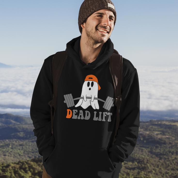 Ghost Dead Lift Halloween Ghost Gym Graphic Pocket Hoodie Lifestyle