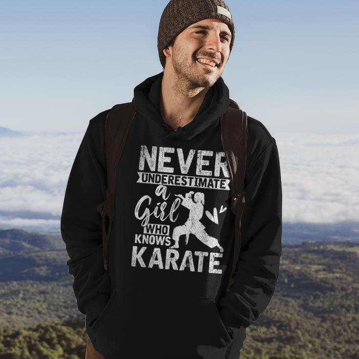Girls Gift Never Underestimate A Girl Who Knows Karate Karate Funny Gifts Hoodie Lifestyle