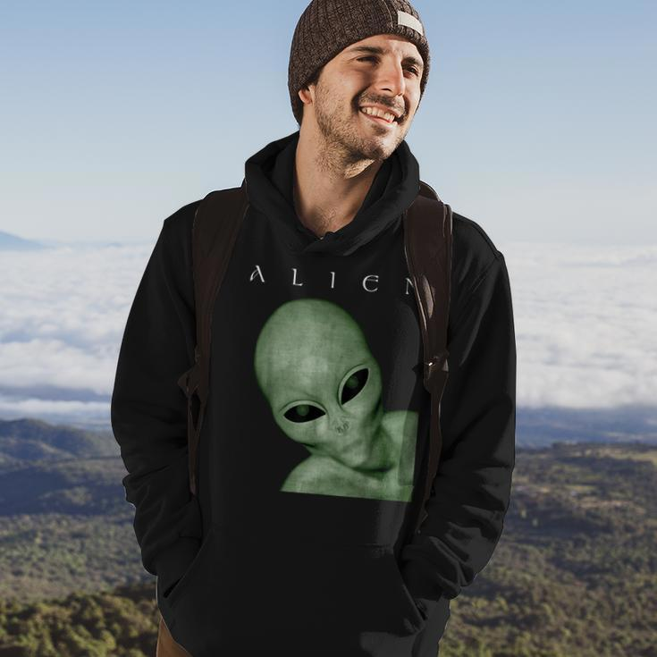 Green Alien Disclosure Realistic Grey Alien Believer Sci-Fi Hoodie Lifestyle