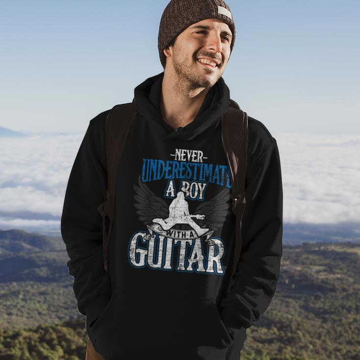 Guitarist Men Boys Never Underestimate A Boy With A Guitar Guitar Funny Gifts Hoodie Lifestyle