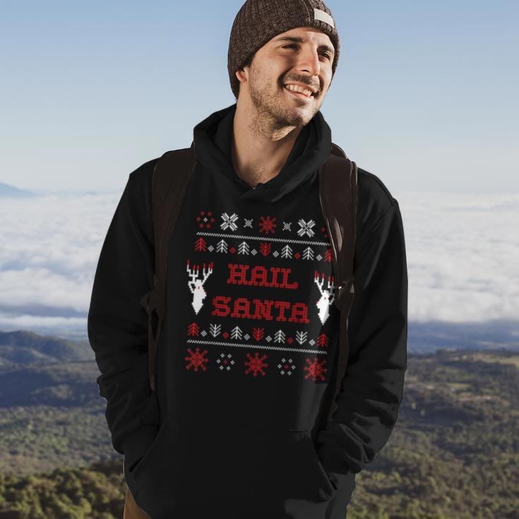 Hail Santa Heavy Metal Xmas Ugly Holiday Sweater Hoodie Lifestyle