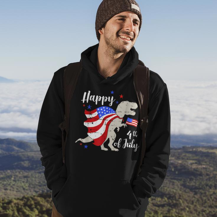 Happy 4Th Of July Independence Day With Trex Dinosaur Hoodie Lifestyle