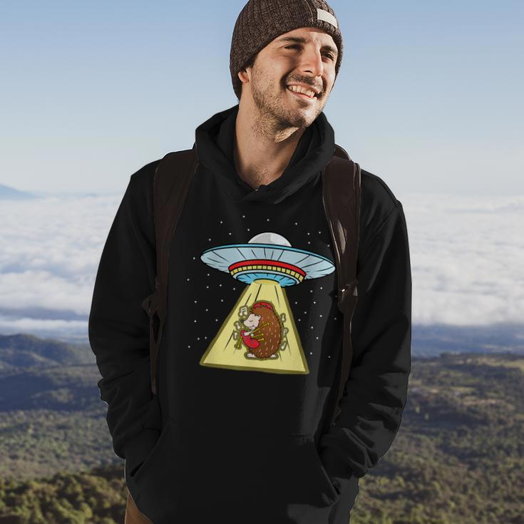 Hedgehog Playing Bagpipe Ufo Abduction Hoodie Lifestyle