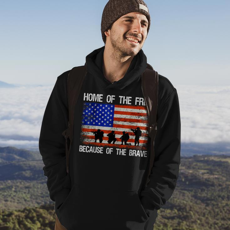 Home Of The Free Because Of The Brave Veteran American Flag Hoodie Lifestyle