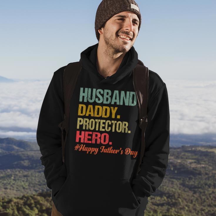 Husband Daddy Protector Hero Happy Fathers Day Dad Gift For Mens Hoodie Lifestyle