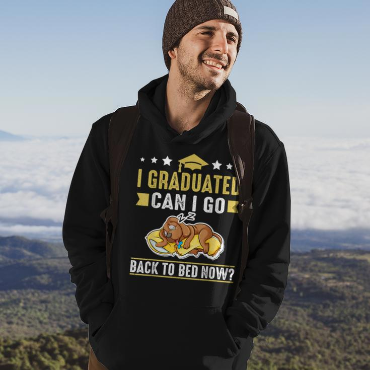 I Graduated Can I Go Back To Bed Now Funny Graduation Dog Hoodie Lifestyle