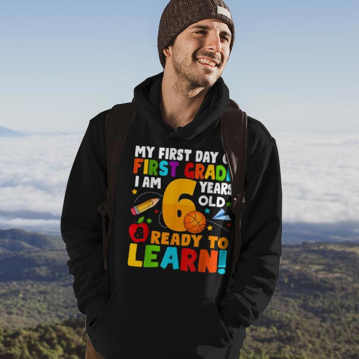 Im 6 Ready To Learn My Back To School First 1St Grade Kids Hoodie Lifestyle
