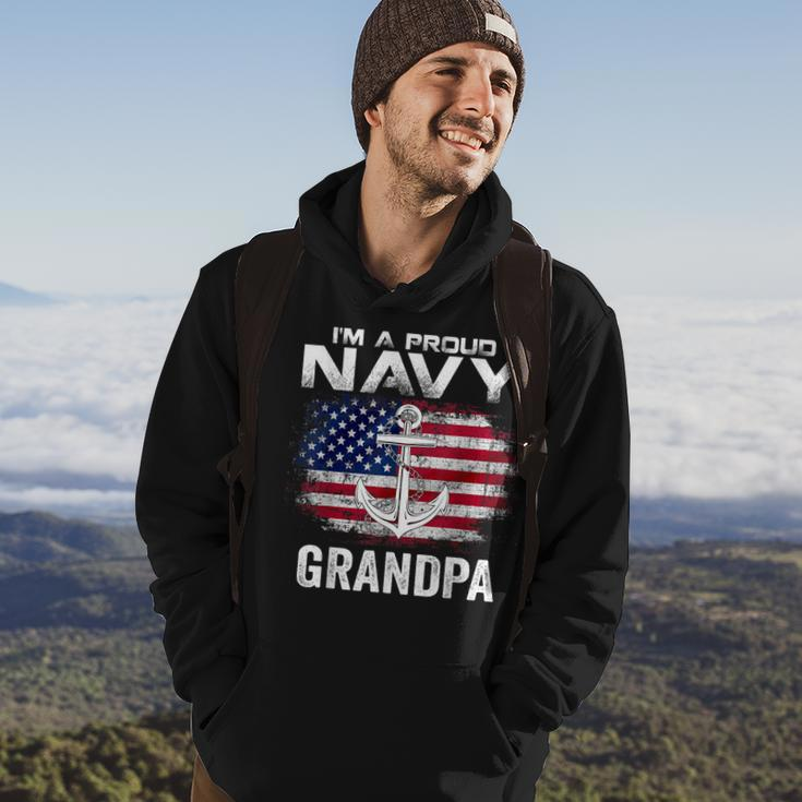 Im A Proud Navy Grandpa With American Flag Gift Veteran Hoodie Lifestyle