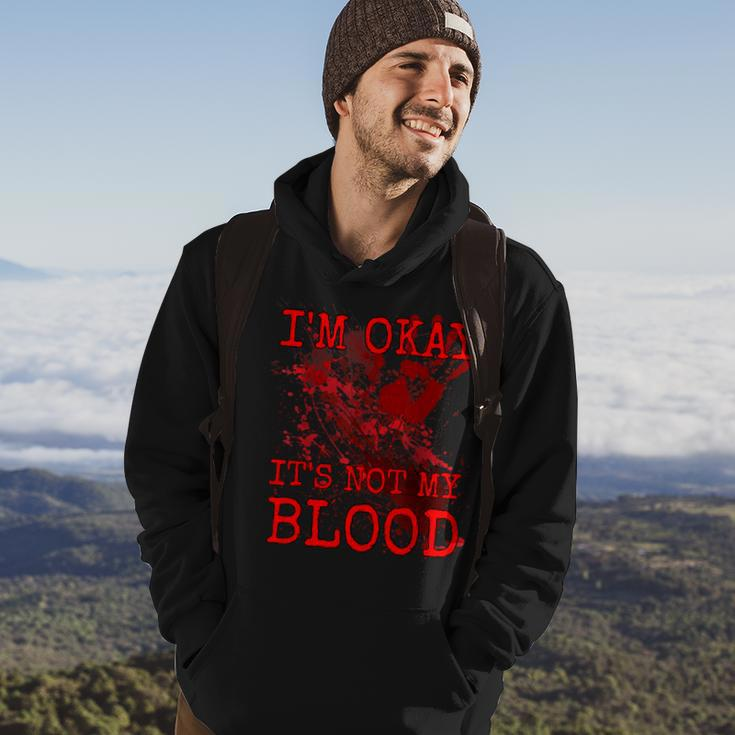 I'm Okay It's Not My Blood Horror Style Halloween Hoodie Lifestyle