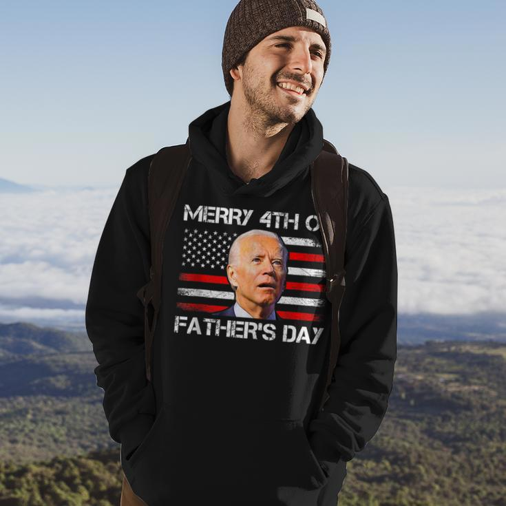 Joe Biden Merry 4Th Of Fathers Day Funny 4Th Of July Us Flag Hoodie Lifestyle