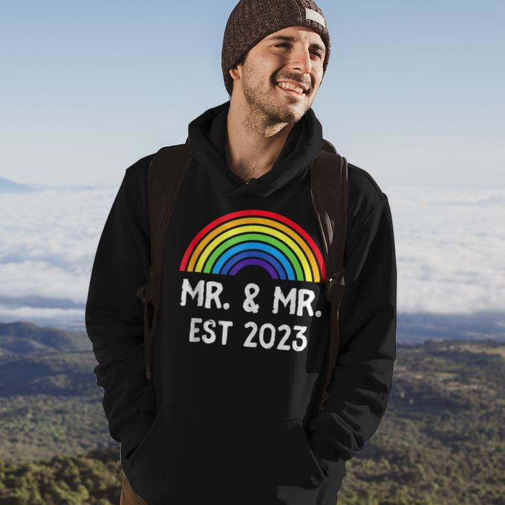 Just Married Engaged Lgbt Gay Wedding Mr And Mr Est 2023 Hoodie Lifestyle