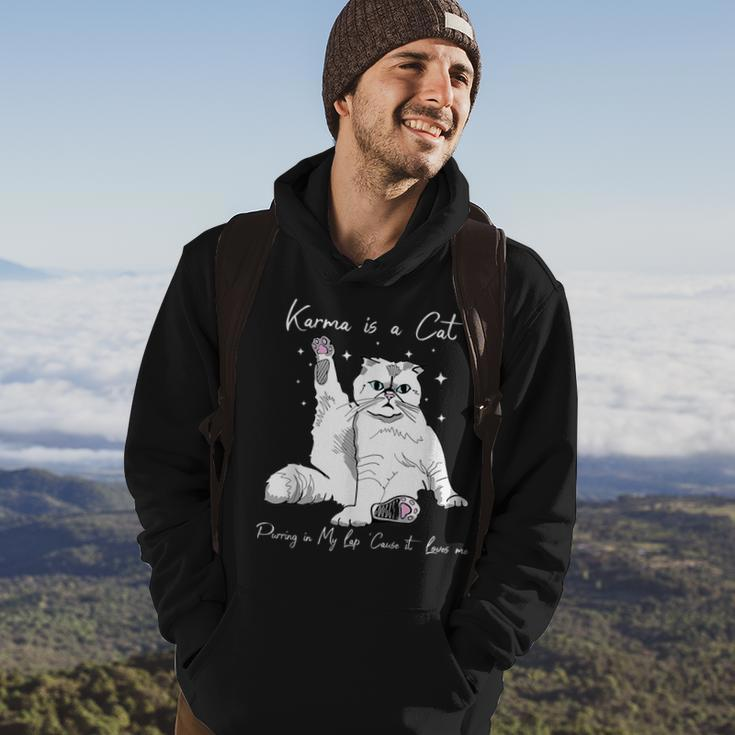 Karma-Is A Cat-Purring In My-Lap-Cause It Loves-Me-Cat-Lover Hoodie Lifestyle