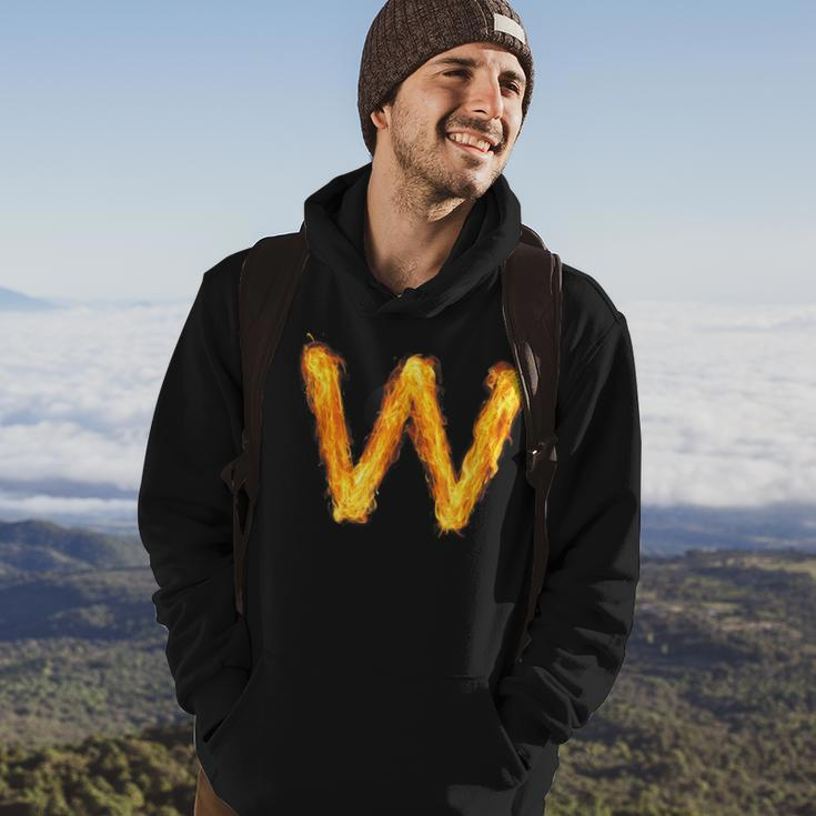 Letter W Sign Alphabet Last Name Consonants Fire Flame Gift Hoodie Lifestyle